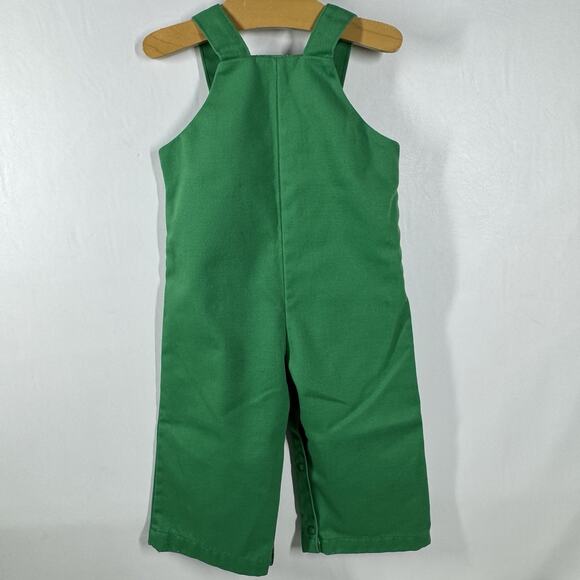 Vintage 70s Baby Boy Overalls 24 mo Green Bright Button Snap Closures Toddler - Picture 2 of 6